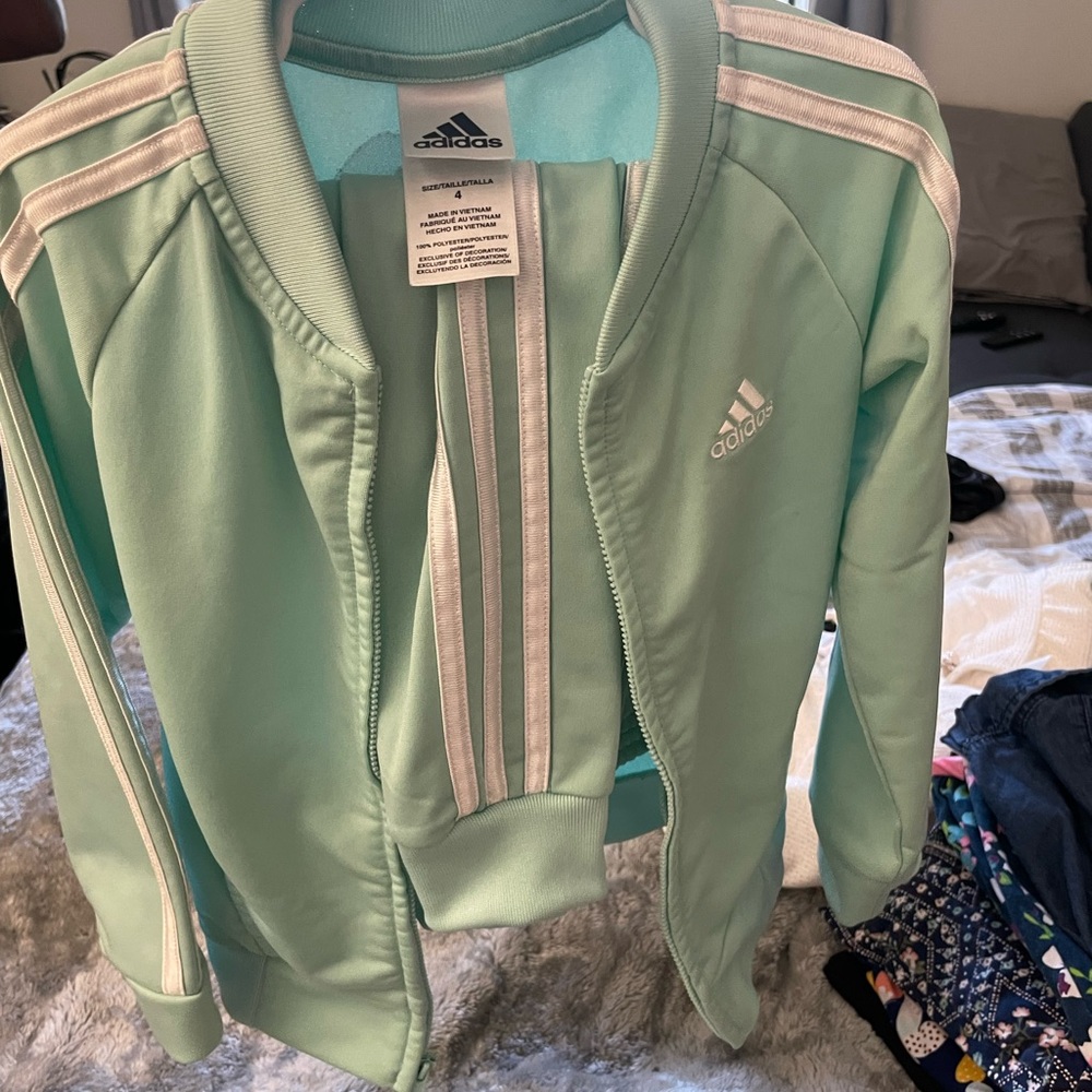 addias mint tracksuit size 4